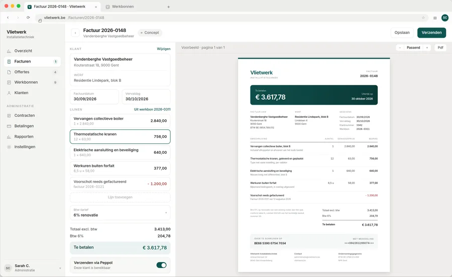 Een factuur die zichzelf opmaakt uit wat er al in het systeem staat.